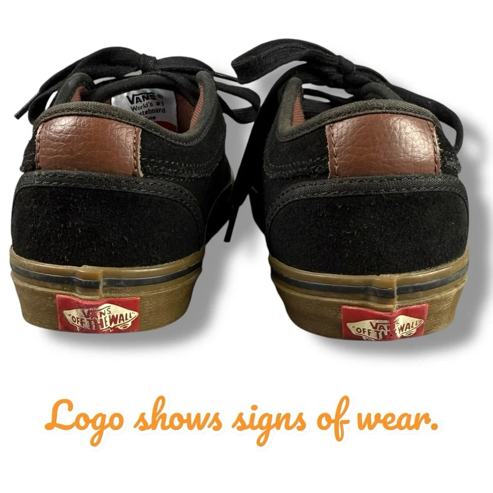 Vans Pro Skateboarding Low Top‎ Sneakers Youth Size 5.5 Black Gum Sole Suede GUC